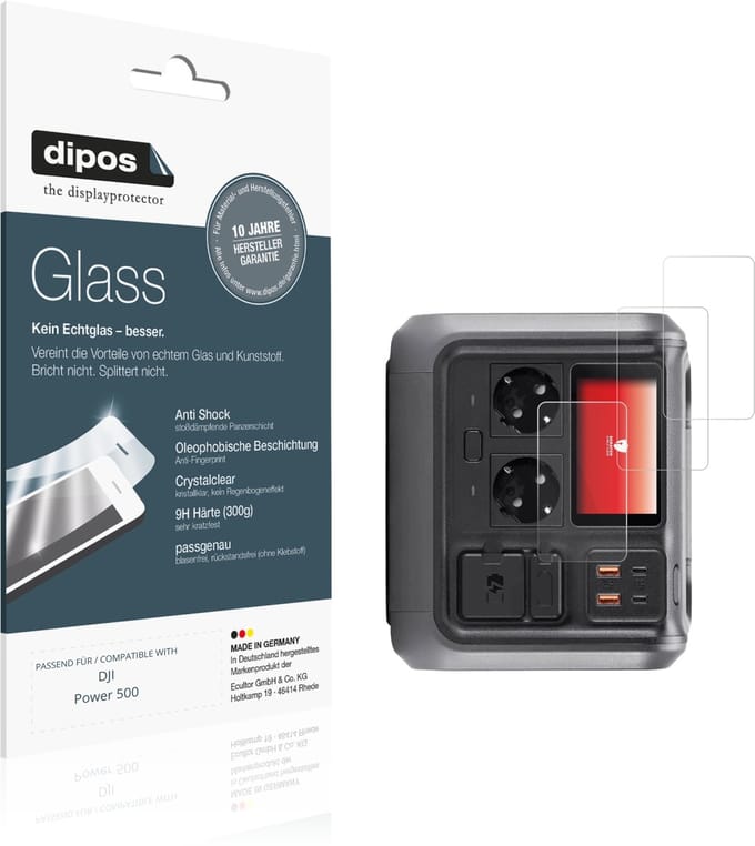 dipos – 2x Pantserfolie geschikt voor DJI Power 500 | 9H Screenprotector