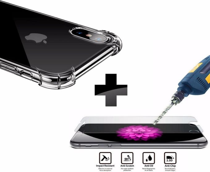 Iphone XS Max Soft Case-IPhone XS Max Bumper Case-Iphone XS Max transparant hoesje-IPhone XS Max Back cover-Iphone XS Max Screenprotector- Iphone XS Max Tempered Glass-Iphone XS Max Gehard Glas- IPhone XS Max 9H-HDScreen_Explosion Proof-Smudge Proof-