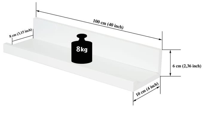 BD ART - Wandplank - 100 cm - Wit - MDF