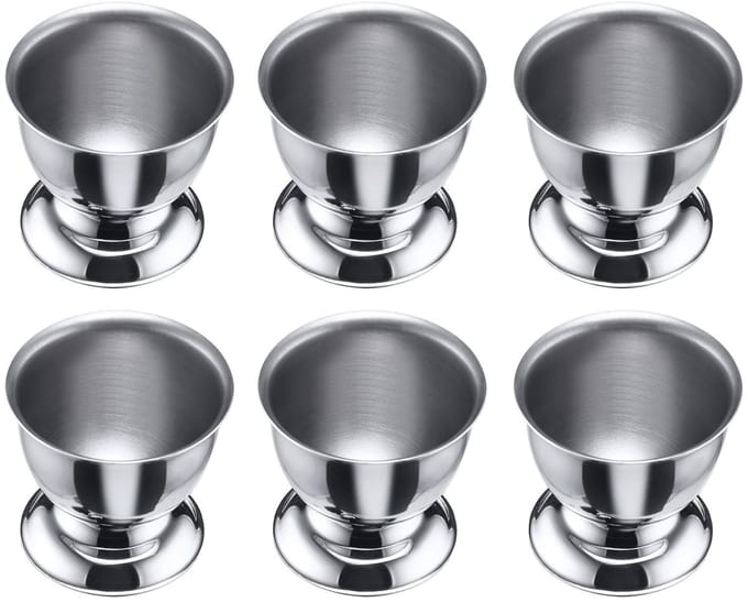 Westmark Set van 6 eierdopjes, met voet, stapelbaar, ø 5 cm, roestvrij staal, zilver, 207422E3