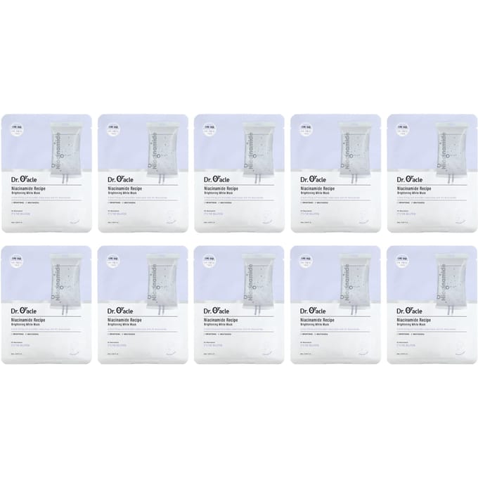 Dr. Oracle, Niacinamide Recipe, Brightening White Beauty Mask, 10 sheets, 25ml (0.84fl oz) white