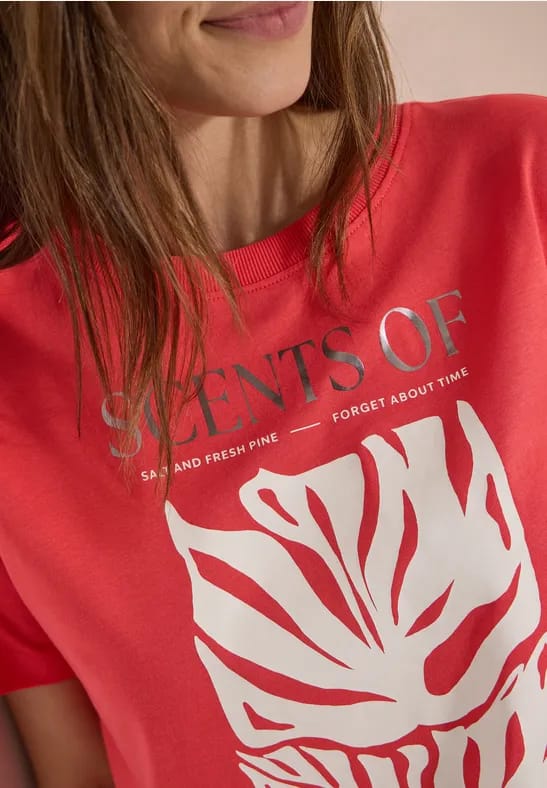 Shirt met ronde hals en frontprint