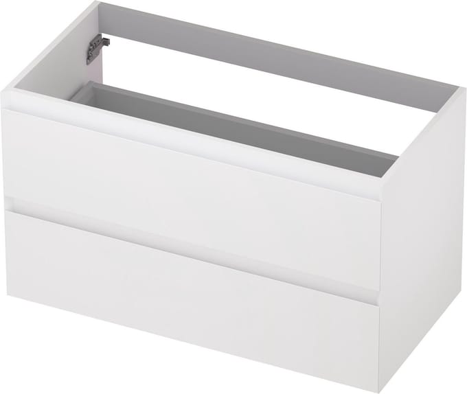 INK® wastafelonderkast 2 laden greeploos gelakt 90x45x52cm, mat wit