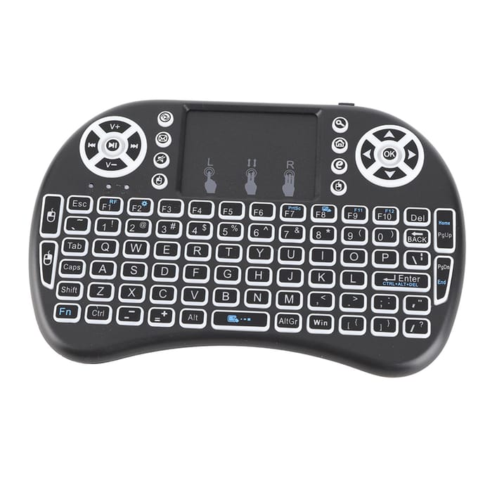 Mini RGB Zeven Kleuren Achtergrondverlichting Flymouse 2.4G Klein Draadloos Toetsenbord met Touchpad