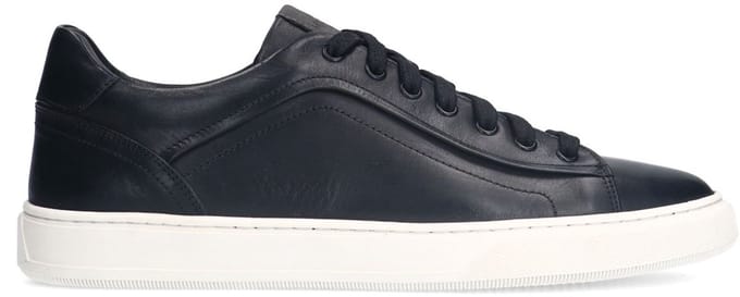 Manfield - Heren - Zwarte leren sneakers - Maat 41