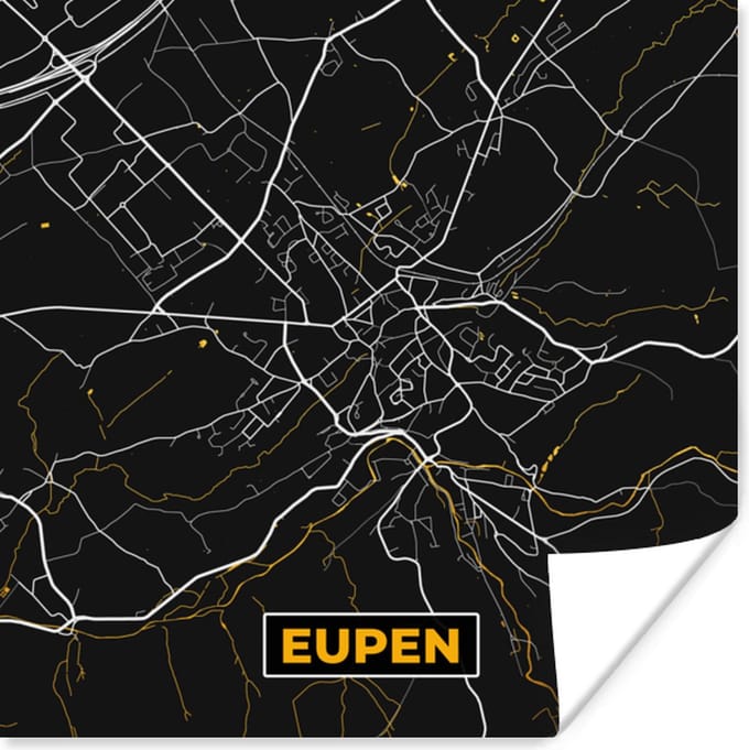 Poster Eupen - Stadskaart - Goud - Kaart - Plattegrond - 75x75 cm