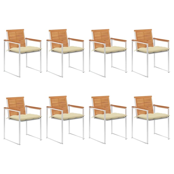 vidaXL - Tuinstoelen - 8 - st - met - kussens - massief - acaciahout