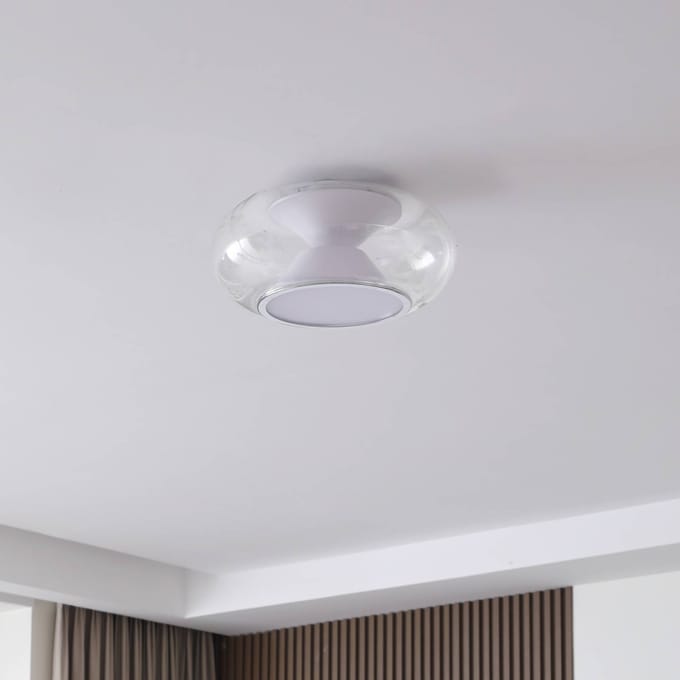 Lucande LED plafondlamp Orasa, glas, wit/helder, Ø 43 cm