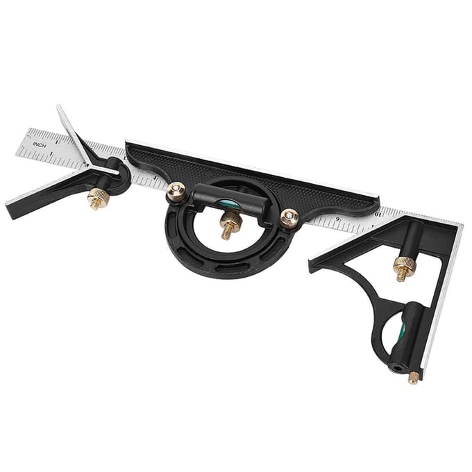 Règle d'angle en acier inoxydable 0,180 degrés, équerre combinée, rapporteur 0,01, outil de mesure black