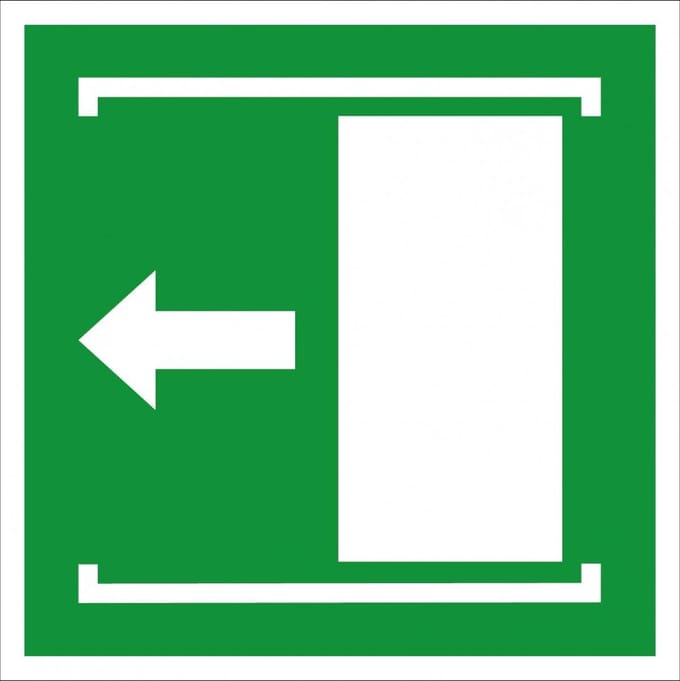 Deur schuift naar links bord - kunststof - E034 100 x 100 mm