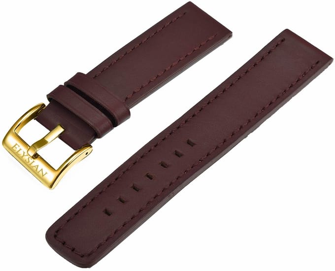 Elysian Horlogeband 22mm Leer Donkerbruin - Quick Release - Premium Kwaliteit