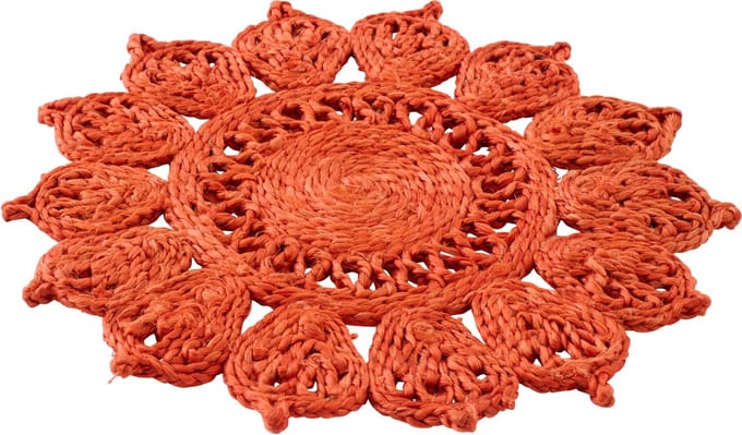 J-Line placemat Zonnebloem - jute - donkeroranje - 2 stuks