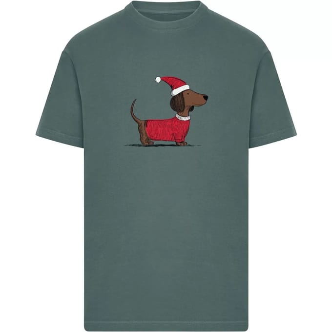 Mister Tee - Christmas Dackel Heren Tshirt - S - Donkergroen