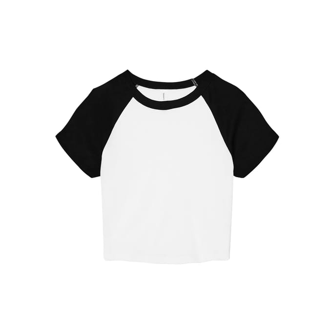 Bella+Canvas Women´s Micro Rib Raglan Baby Tee BL1201 - White/Black - M