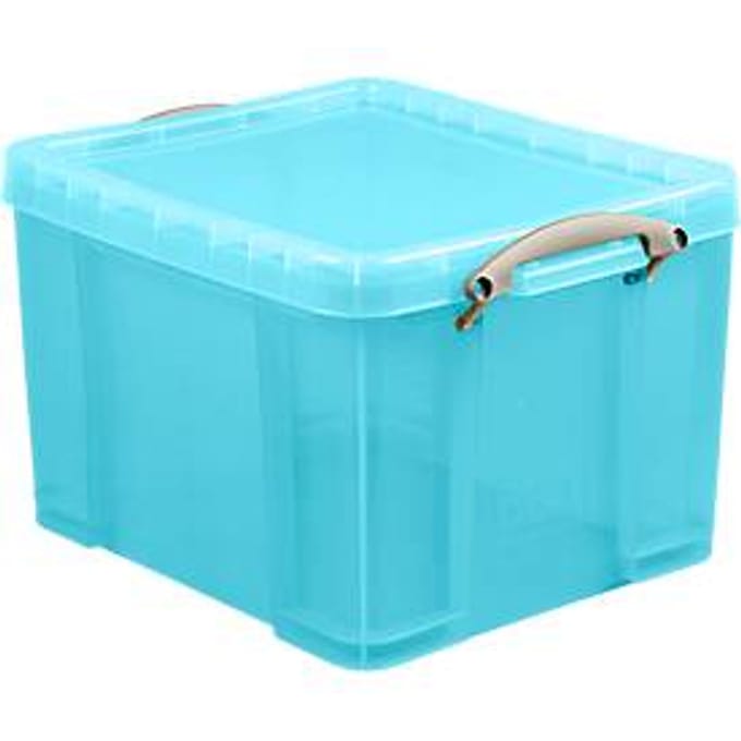 Box, kunststof, transparant aqua, 35 l