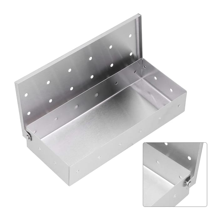 BBQ Smoker Box RVS Barbecue Houtchip Grillbox Bacon Grillbox voor Binnen Buiten gray