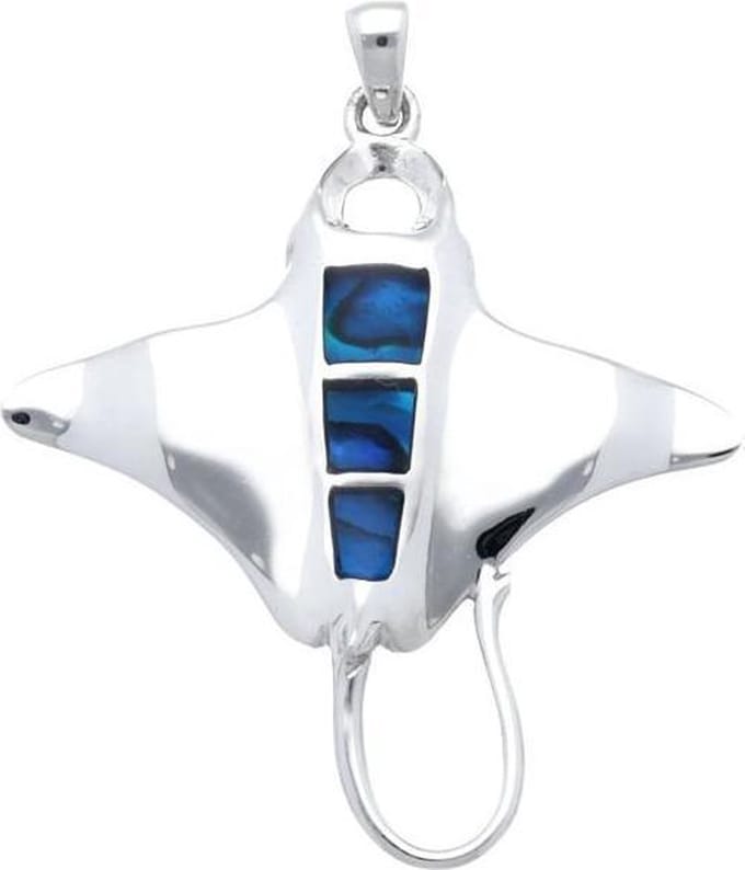 Zilveren Manta met blauw emaille kettinghanger
