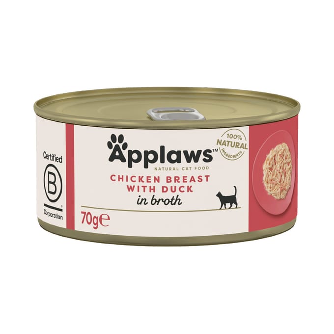 24x70g Kip met Eend Applaws Kattenvoer