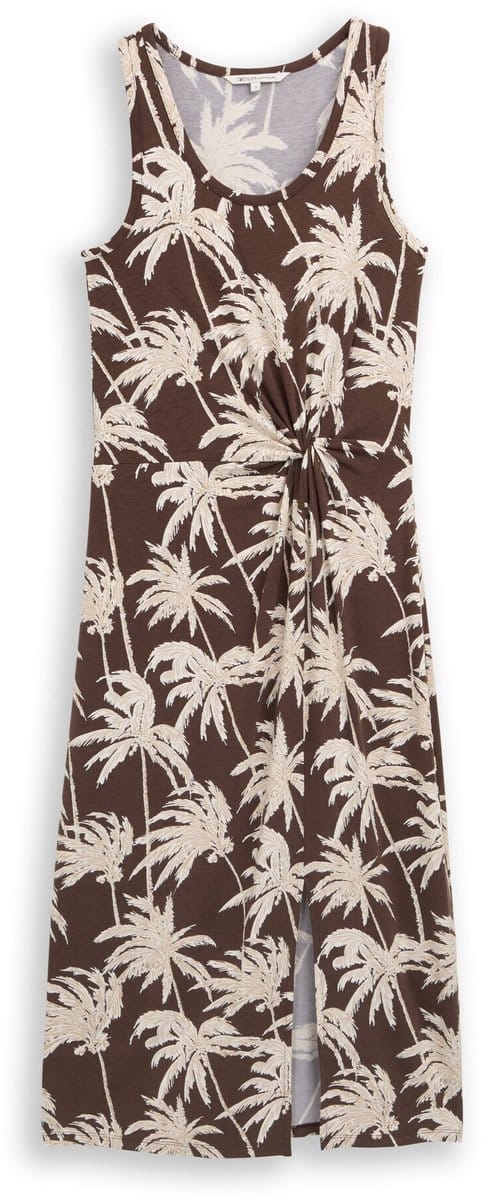Jurk van viscosemix met knoopdetail en split