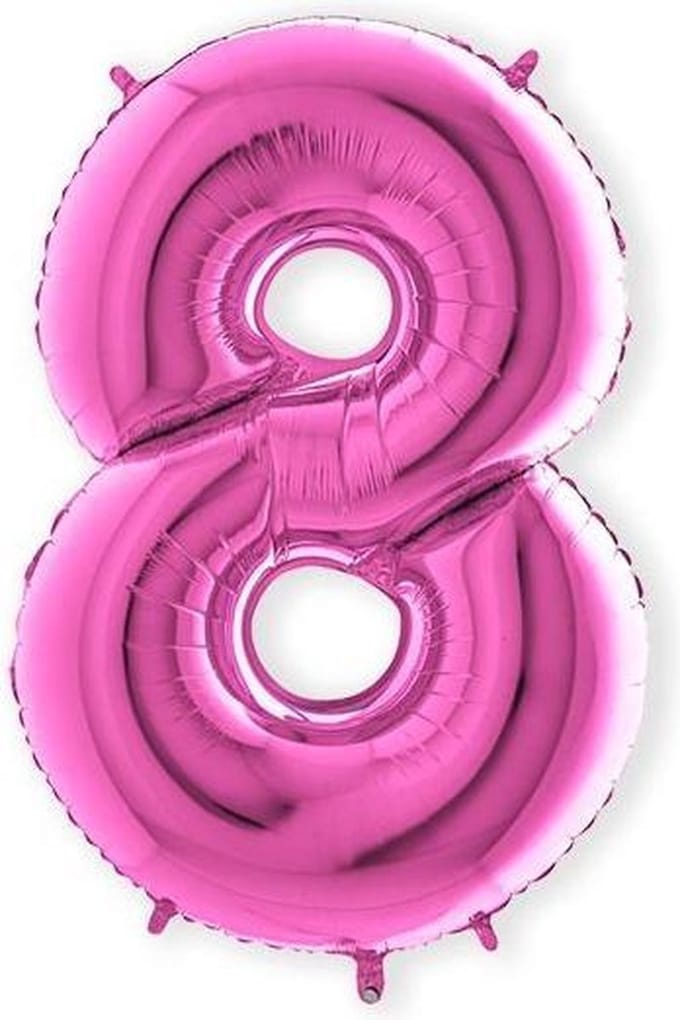 Folieballon cijfer 8 fuchsia 102 cm