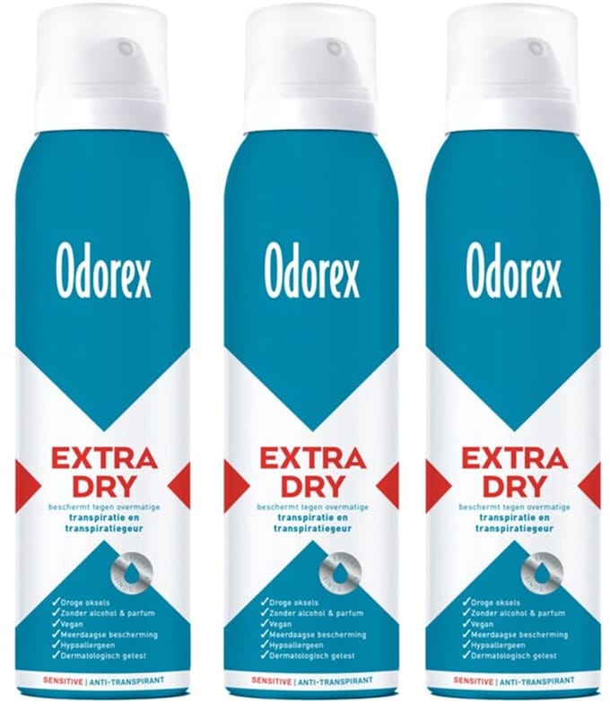 Odorex Extra Dry Deodorant Spray Sensitive - 3x 150ml - voordeelverpakking