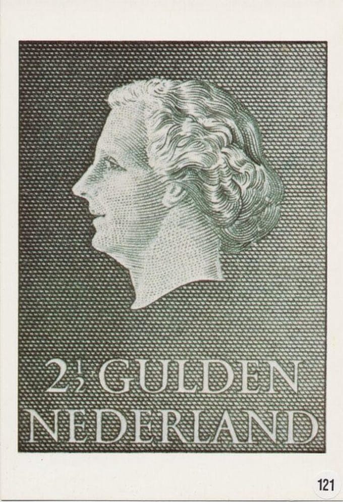 Briefkaart met afbeelding koningin Juliana postzegel