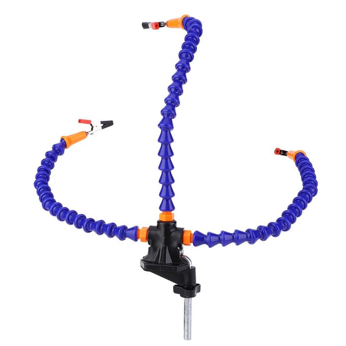 Support de soudure flexible à 3 bras bleu multifonctionnel pour la réparation et la fixation de circuits imprimés