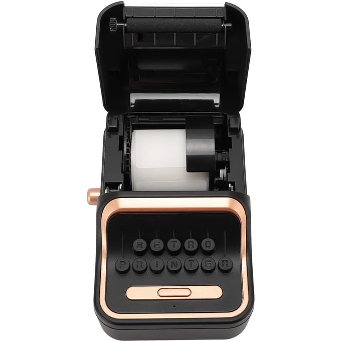 Retro Labelprinter 1000mAh Batterij Opladen Thermisch Draagbaar Bluetooth 5.0 Inktloze Labelprinter black