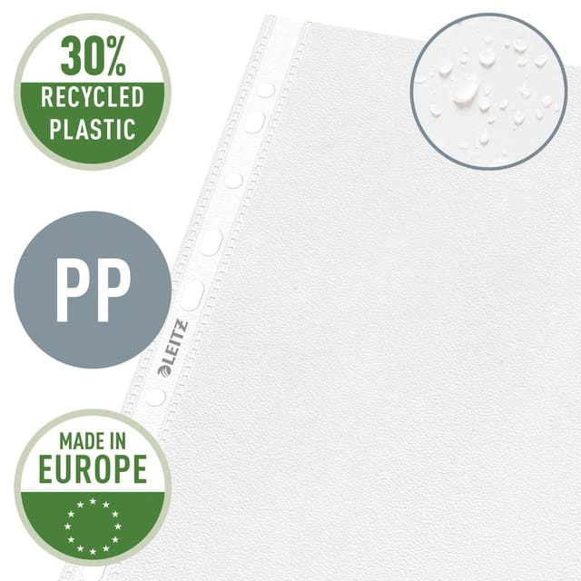 Leitz Premium Showtas A4 - 30% Gerecycled Plastic - 0,10 mm - 11-gaats - 100 stuks - Transparant