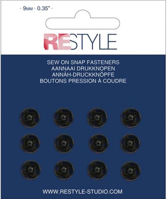 ReStyle 015.12012 Aannaaidrukknopen 9 mm zwart, 12 stuks
