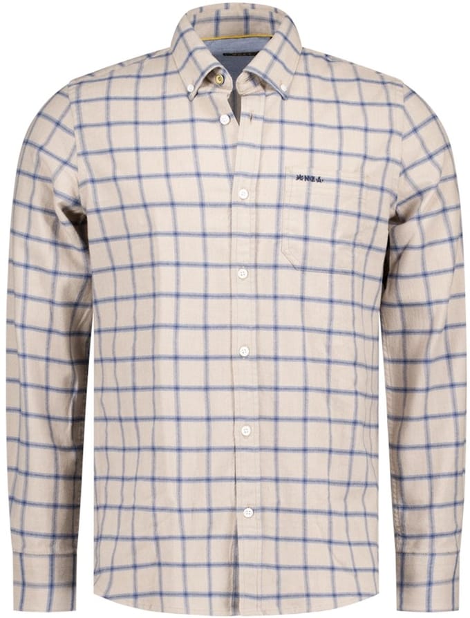 NZA overhemd geruit beige button-down boord