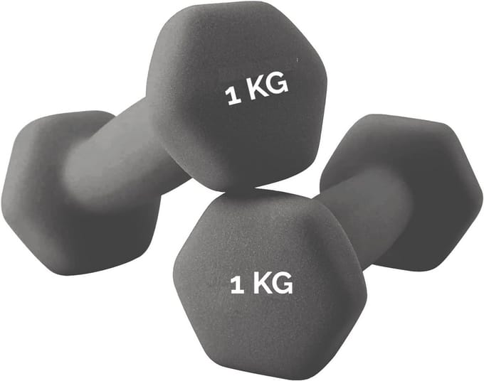 Zeshoekige neopreen gewichten - 1 paar (2 x 1 kg) voor effectieve trainingen