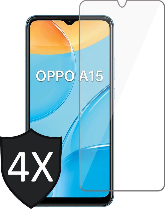Screenprotector geschikt voor Oppo A15 - GlassGuard Screen Protector - 4 Stuks