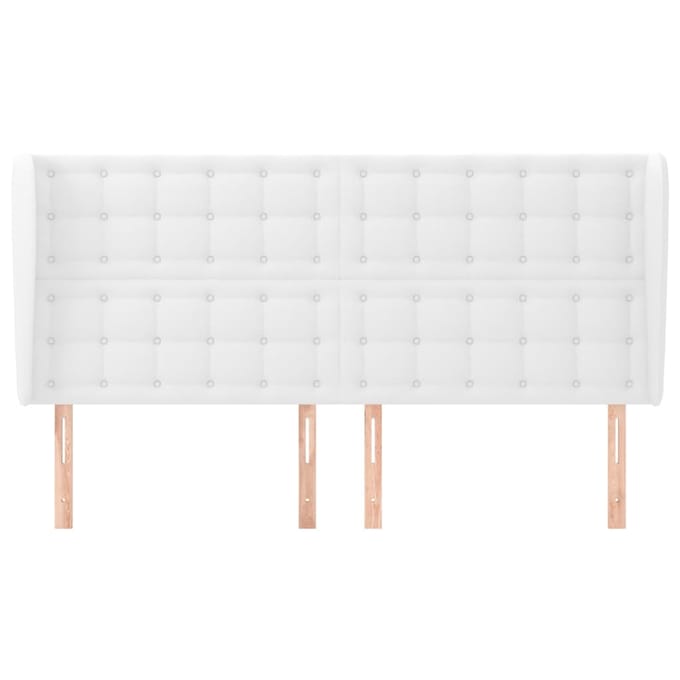 vidaXL - Hoofdbord - met - randen - 203x23x118/128 - cm - kunstleer - wit