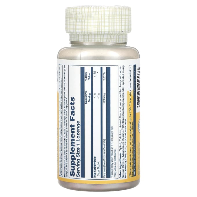 Chroompicolinaat, Natuurlijke Citroen-Framboos, 1.000 mcg, 100 Zuigtabletten