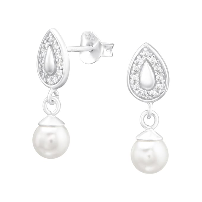 Montebello Oorbellen Bette C - 925 Zilver E-Coating - Parel - 5x17mm