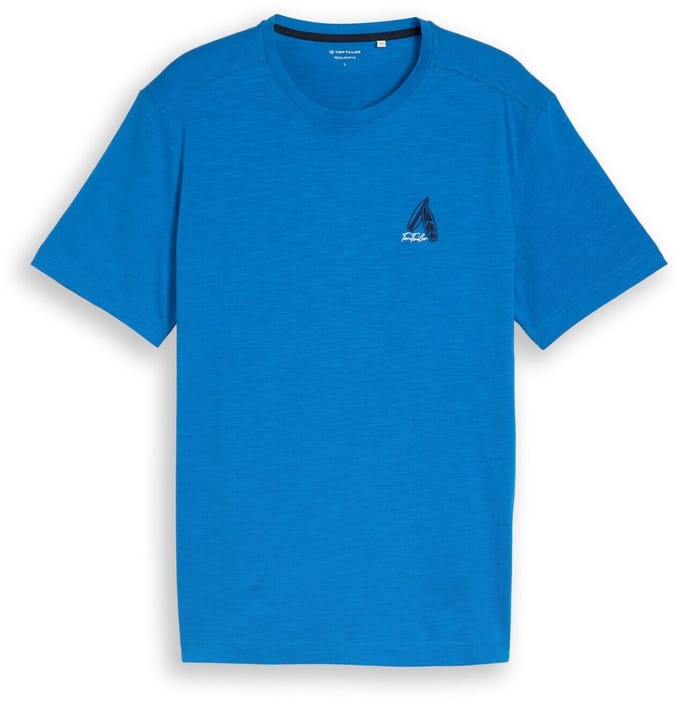 Tom Tailor - T-shirt met borduursel - Maat M - surf blue