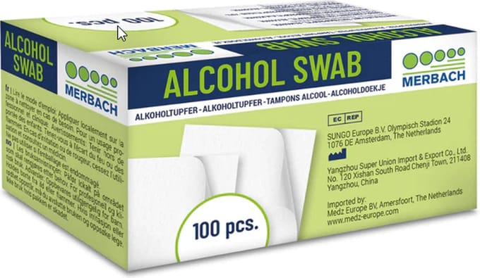 Merbach Alcoholdoekjes 65x30mm, 100 stuks
