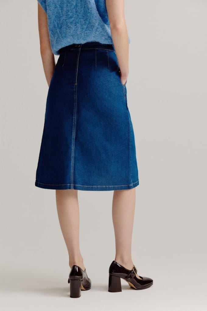 Josephine & Co Lianne Skirt Mid Blue Jeans Maat: 38 | Midi Rokken Outlet | Dames | Blauw