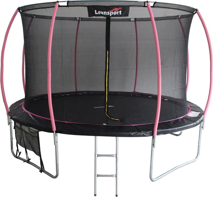 Trampoline met veiligheidsnet en ladder - 244 cm - Roze en Zwart - CE-gecertificeerd