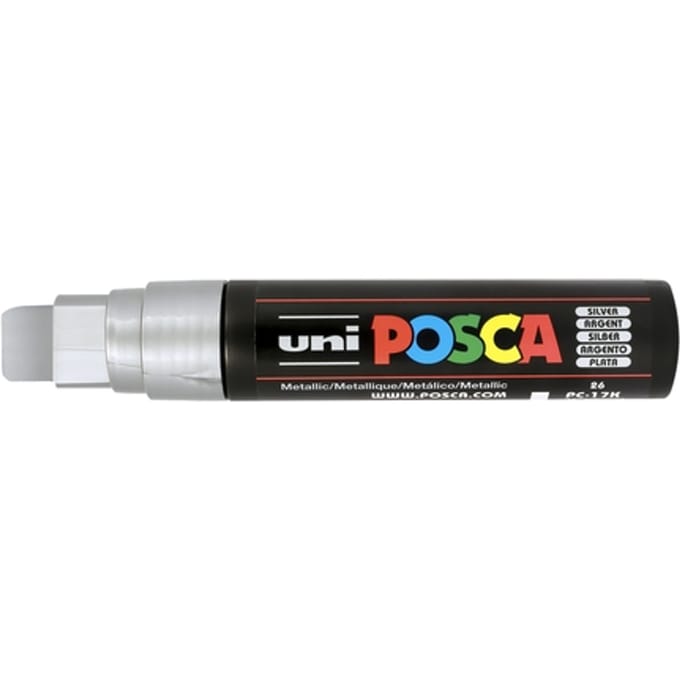 Paintmarker Uni POSCA PC17K extra breed rechthoek zilver