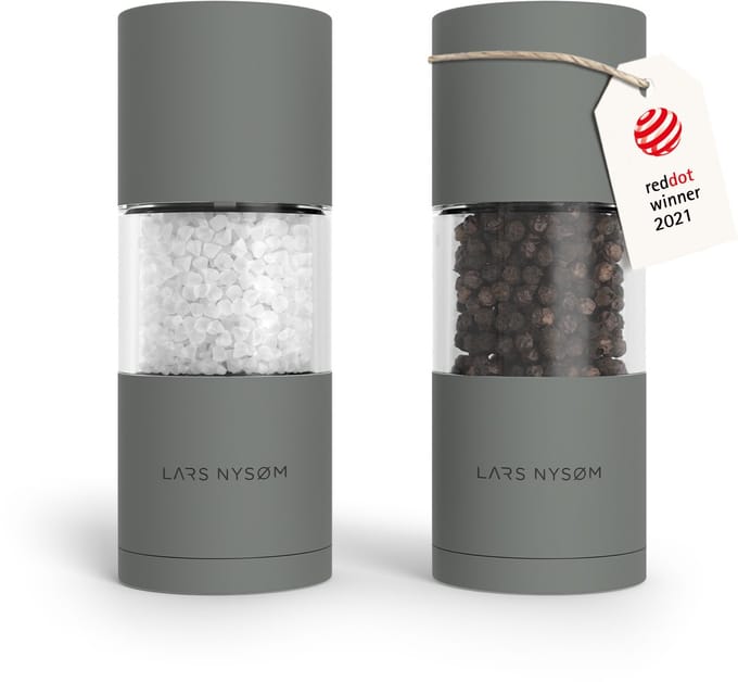 LARS NYSØM Sjæl Zout- en Pepermolen Set - Verstelbare maalgraad - Roestvrijstaal (Ash Gray)
