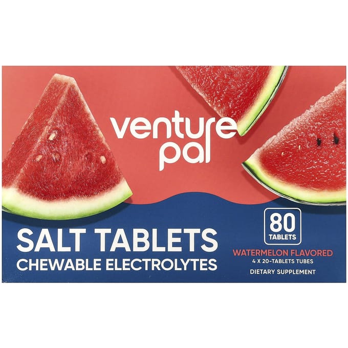 Venture Pal, Pastilles de Sel, Électrolytes à Croquer, Pastèque, 80 Pastilles