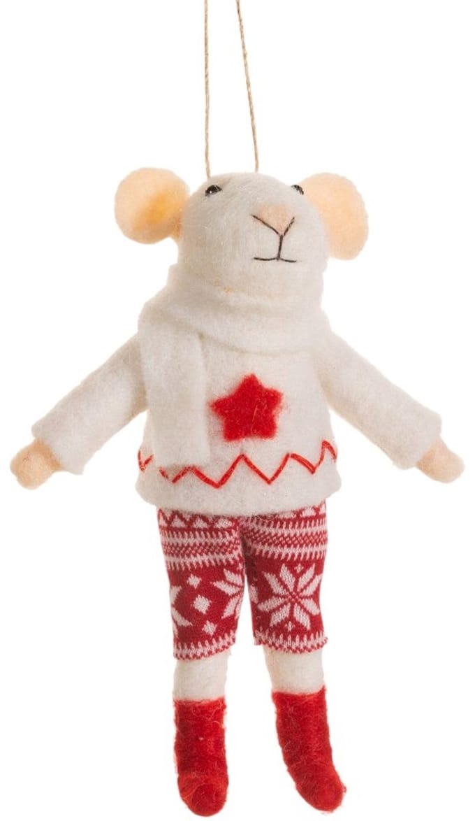Meneer muis in kersttrui vilten kersthanger - Sass & Belle