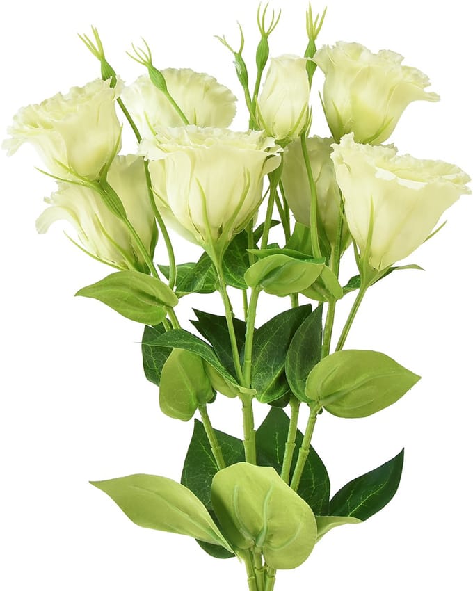 Kunstbloemen Eustoma Lisianthus geelgroen 52cm 5 st