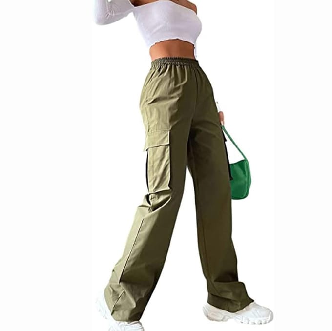 Cargobroek Groen - Dames Mode - Cargo - Baggy Broek - 2 Zakken op de Benen