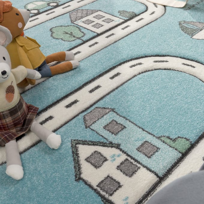 Flycarpets Laagpolig Vloerkleed - Diamesa - Modern - Blauw