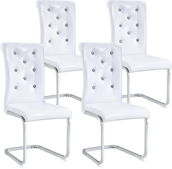 REDOM Eetkamerstoelen Set Van 4 - Gestoffeerd Met Rugleuning - Retro - Voor Eethoek - Metaal En PVC - Wit