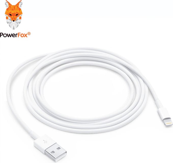 PowerFox® Lightning naar USB 2.0 A Male oplaadkabel - 2 meter - Wit