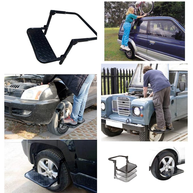 Heavy Duty Bandenstap Opvouwbare Autoladder met Verstelbare Hoogte en Breedte Antislipoppervlak Max. 0 zwart